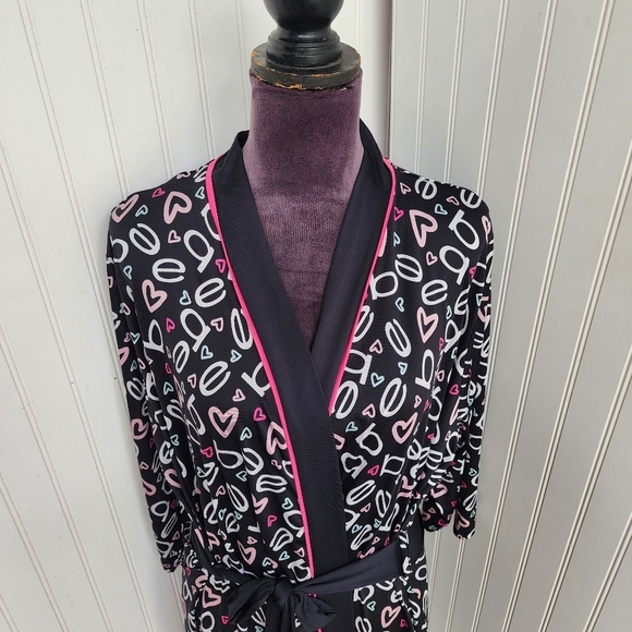 BEBE Sleepwear Women's Soft Jersey Stretch Black Pink Pajama Plus Size 2X - Picture 8 of 15